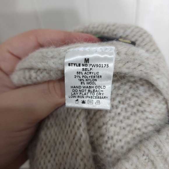 Was & Now Wide Leg Knit Pants Womens M Beige Heathered Acrylic Blend Pull On - Picture 9 of 10